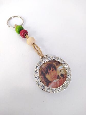 Resimlikli Renkli Ahşap Boncuklu Taşlı Anahtarlık Çanta Süsü
