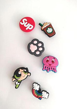 6 Adet Karışık İthal Silikon Terlik Süsü Aksesuar 12087