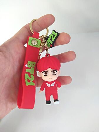 BTS Karakter Figür Silikon Anahtarlık Çanta Süsü Oyuncak Aksesuar