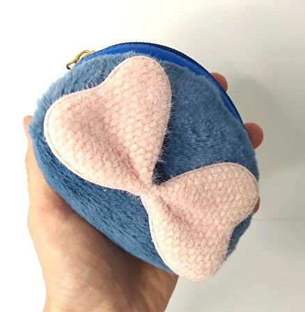 Cüzdan Fiyonk Renkli Peluş Bozuk Para Cüzdanı Makyaj Çantası Anahtarlık 13365