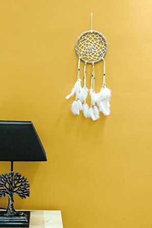 Nazar Boncuklu Düş Kapanı Hand Made Dreamcatcher Kuş Tüyü Duvar Süsü Ev Dekor 13431