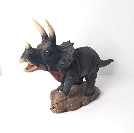 Triceratops Dinazor Hayvan Biblo Heykel Ev Ofis Dekorasyon 3D Görünümlü 