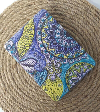 Ayna Cep Çanta Makyaj Aynası Büyüteç Desenli Dikdörtgen Ayna 