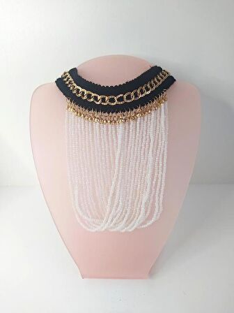 Kolye Gerdanlık Kadın Choker Bohem Kolyeler El Yapımı Uzun Püskül Boncuklar Bayan Kolye Takı Tasma  