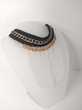 Kolye Gerdanlık Kadın Choker Bohem Kolyeler El Yapımı Uzun Püskül Boncuklar Bayan Kolye Takı Tasma  