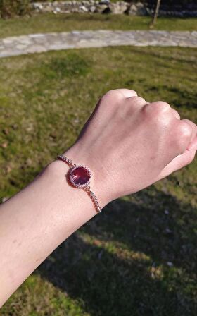 Bileklik Rose Gold Sultanit Zultanit Renk Değiştiren Taş  Bukalemun Zirkon Ayarlanabilir Asansörlü Bileklik