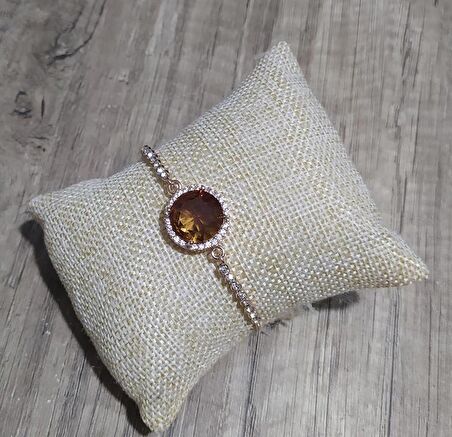 Bileklik Rose Gold Sultanit Zultanit Renk Değiştiren Taş  Bukalemun Zirkon Ayarlanabilir Asansörlü Bileklik