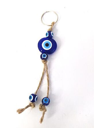 Anahtarlık Kötü Göz Kovucu Nazar Hand Made Hasır Mavi Nazarlık Çanta Araba Süsü 