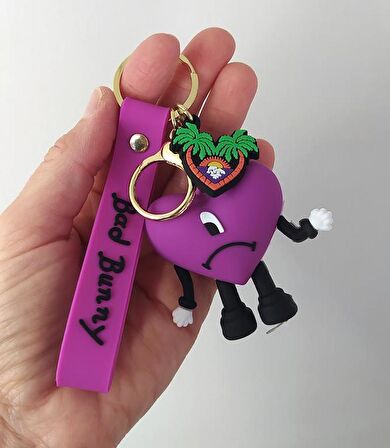 Anahtarlık Anime Bad Bunny Kötü Bunny Silikon Anahtarlık Çanta Süsü Oyuncak Aksesuar Araba Süsü 