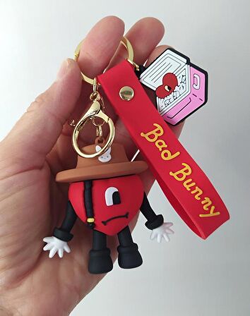Anahtarlık Anime Bad Bunny Kötü Bunny Silikon Anahtarlık Çanta Süsü Oyuncak Aksesuar Araba Süsü 14484