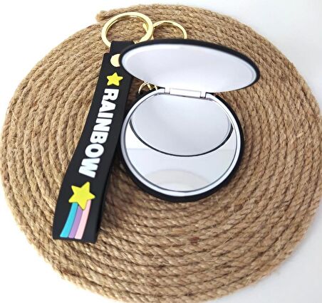 Anahtarlık Silikon Mickey Mouse Ayna Anahtarlık Çanta Süsü Karakter Figür Oyuncak Siyah