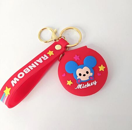 Anahtarlık Silikon Mickey Mouse Ayna Anahtarlık Çanta Süsü Karakter Figür Oyuncak 