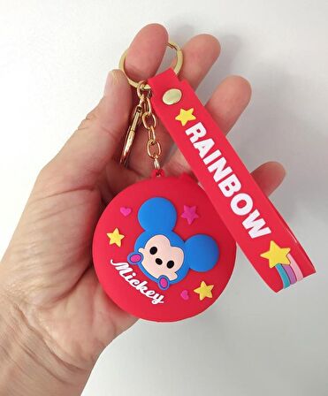 Anahtarlık Silikon Mickey Mouse Ayna Anahtarlık Çanta Süsü Karakter Figür Oyuncak 