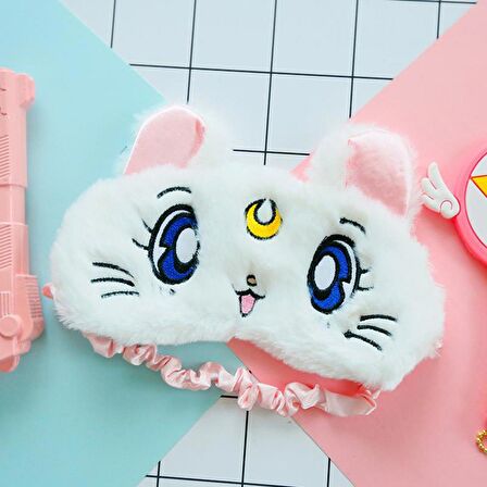 Uyku Bandı Sailor Moon Ay Savaşçısı Peluş Göz Bandı Beyaz