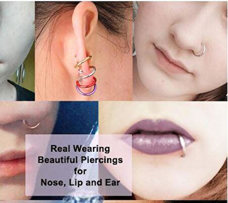 Küpe Kulak Dudak Burun Çelik Piercing Gri Kadın Erkek İthal 316 L Paslanmaz 