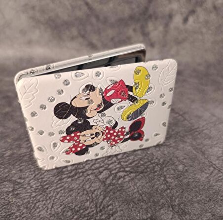 Cep Ayna Makyaj Çanta Seyehat Taşınabilir Mickey Minnie Mouse Ayna Kozmetik Büyüteç Kompakt   