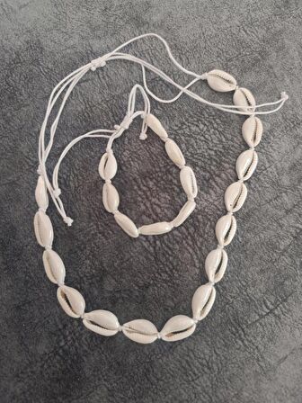 Kolye Bileklik Set Plaj Deniz Kabuklu Ayarlanabilir Arkadaş Doğum Günü 