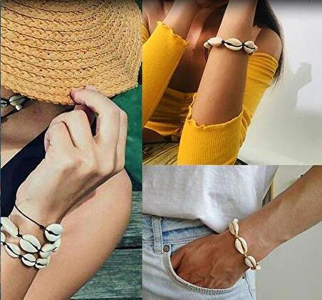 Kolye Bileklik Set Plaj Deniz Kabuklu Ayarlanabilir Arkadaş Doğum Günü 