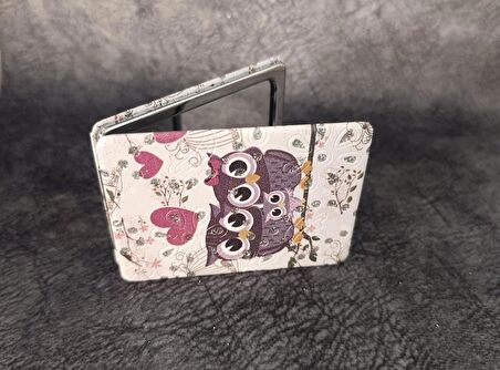 Cep Ayna Baykuş Makyaj Çanta Seyahat Taşınabilir Ayna Kozmetik Büyüteç Kompakt   