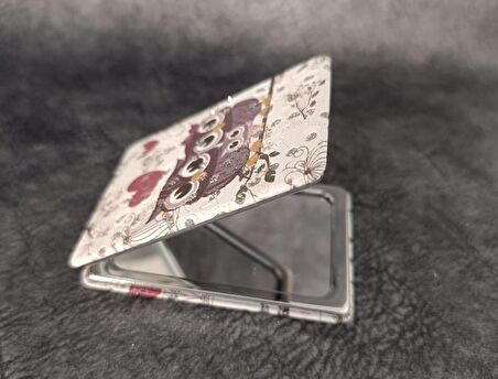 Cep Ayna Baykuş Makyaj Çanta Seyahat Taşınabilir Ayna Kozmetik Büyüteç Kompakt   