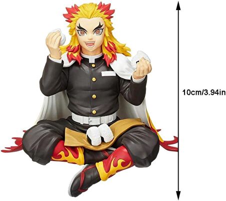 Anime Demon Slayer Kyojuro Rengoku 10 cm Oturan Karakter Figür Oyuncak Biblo 