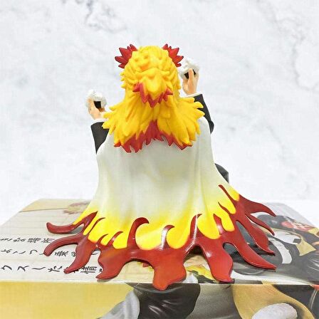 Anime Demon Slayer Kyojuro Rengoku 10 cm Oturan Karakter Figür Oyuncak Biblo 