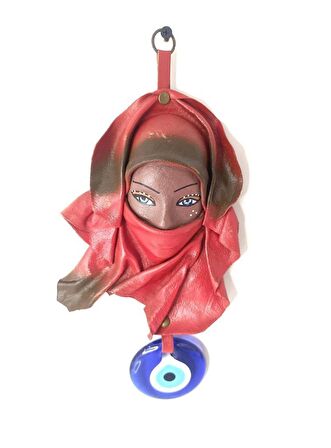 Deri Maske Vintage Deri Yüz Maskesi cam nazar kötü ruh kötü göz Heykel Sanat El Işi 