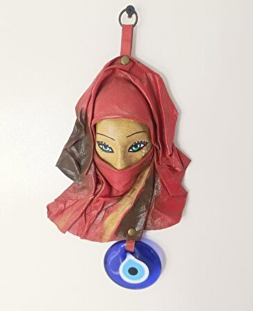 Deri Maske Vintage Deri Yüz Maskesi cam nazar kötü ruh kötü göz Heykel Sanat El Işi 