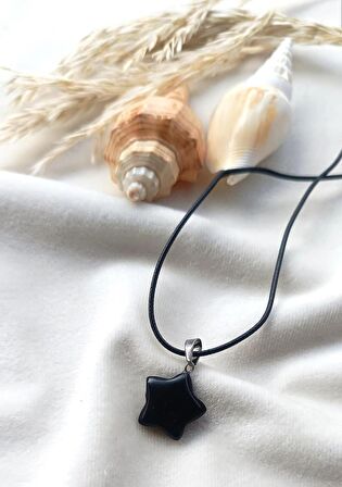 Yıldız Kolye Gerdanlık Yoga Reiki Doğal Oniks Taşı Kadın Takı Hediye