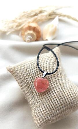 Kolye Gerdanlık Kalp Aşk Yoga Reiki Doğal Pembe Kuvars Taşı Kadın Kız Takı Hediye