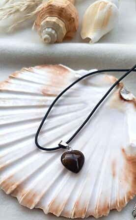 Kolye Gerdanlık Yoga Reiki Doğal Kalp Dumanlı Kuvars Taşı Genç Kadın Takı Hediye  