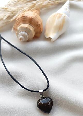 Kolye Gerdanlık Yoga Reiki Doğal Kalp Dumanlı Kuvars Taşı Genç Kadın Takı Hediye  