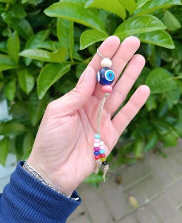 Nazar Boncuk Anahtarlık 5 Adet Kötü Göz Kovucu Hand Made Nazarlı Araba Süsü