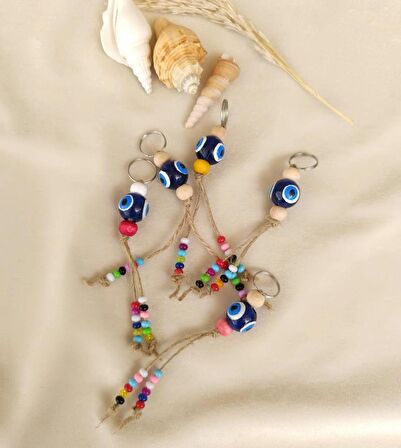 Nazar Boncuk Anahtarlık 5 Adet Kötü Göz Kovucu Hand Made Nazarlı Araba Süsü