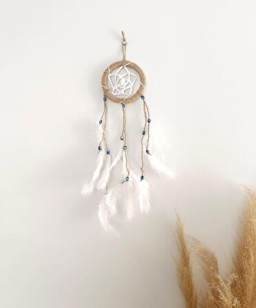 Düş Kapanı Nazar Boncuklu Hand Made Dreamcatcher Kötü Göz Kovucu Rüya Kapanı Duvar Süsü 