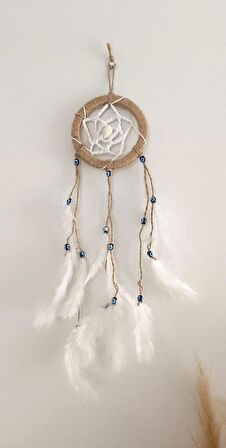 Düş Kapanı Nazar Boncuklu Hand Made Dreamcatcher Kötü Göz Kovucu Rüya Kapanı Duvar Süsü 