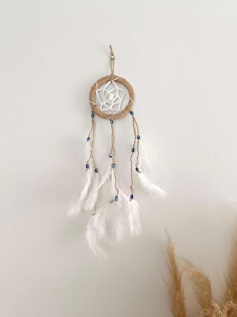 Düş Kapanı Nazar Boncuklu Hand Made Dreamcatcher Kötü Göz Kovucu Rüya Kapanı Duvar Süsü 