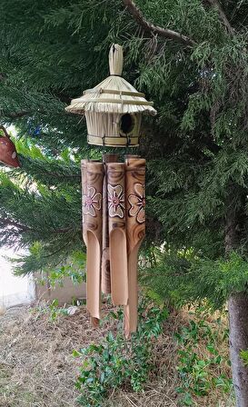 Rüzgar Çanı Kuş Yuvası Bambu Sarkaç Duvar Süsü 