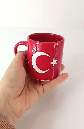 Bardak Seramik Kupa Türk Bayrak Ay Yıldız Çay Kahve Su 180 ML  