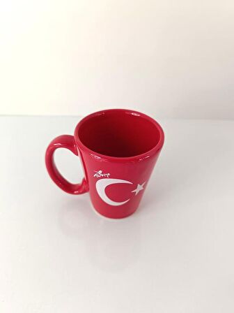 Bardak 200 ml Seramik Kupa Türk Bayrak Ay Yıldız Çay Kahve Su 