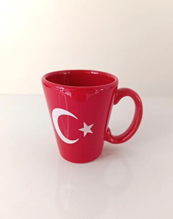 Bardak 200 ml Seramik Kupa Türk Bayrak Ay Yıldız Çay Kahve Su 