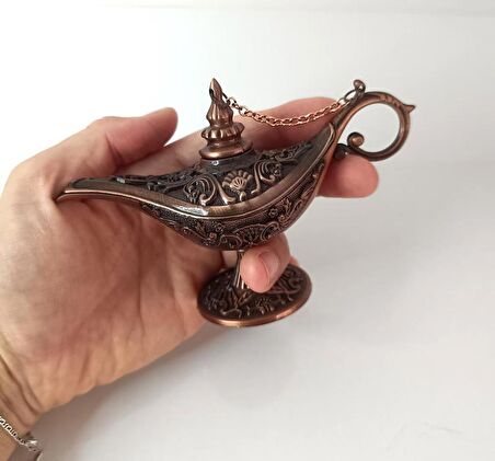 Alaaddin Sihirli Lamba Genie Lamp İbrik Biblo 9 cm Bakır Renk