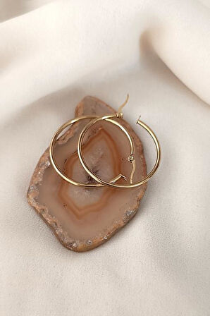 Küpe Halka Model Kararmaz Çelik 316L Lüks Taşlı Kadın Küpe 17054