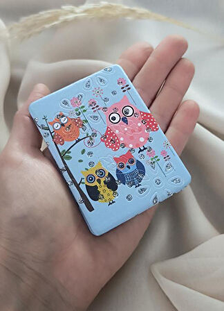 Ayna Cep Aynası Baykuş Model Makyaj Çanta Seyahat Taşınabilir El Aynası   