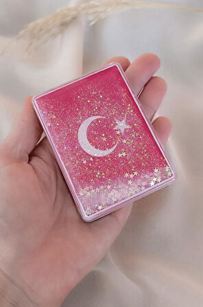 Ayna Makyaj Aynası Çanta Türk Bayrağı Sulu Model Cep El Seyehat Taşınabilir Ayna Pullu Kozmetik  