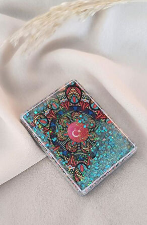 Ayna Makyaj Aynası Çanta Türk Bayrağı Sulu Model Cep El Seyehat Taşınabilir Ayna Pullu Kozmetik  