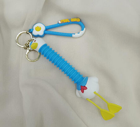 Mavi Beyaz Ördek Anahtarlık Silikon Boynu Uzayan Fiğür Çanta Süsü 