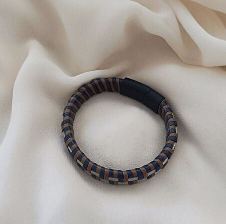 Bileklik Hakiki Deri Örgü Unisex 21 cm Bilezik Takı Aksesuar                  