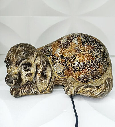 Köpek Mozaik Lamba Yatak Odası Bebek Odası Gece Lambası Masa Üstü Ev Dekorasyon