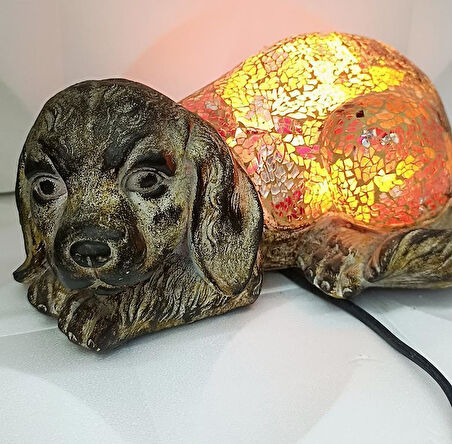 Köpek Mozaik Lamba Yatak Odası Bebek Odası Gece Lambası Masa Üstü Ev Dekorasyon
